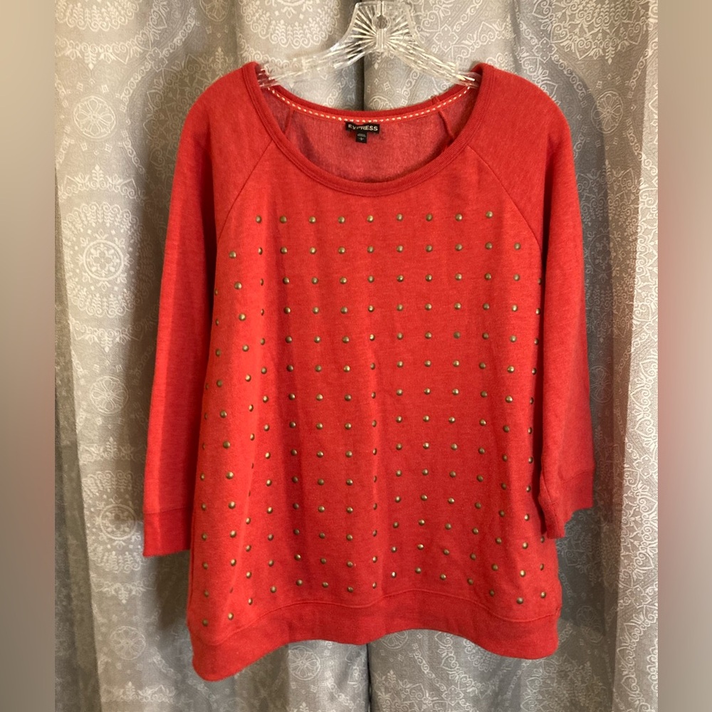 Express Women’s Red Studded Sweatshirt Size L